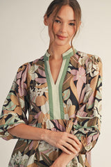 Sage Floral Tiered Dress