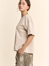 Tan Short Sleeved Top with Floral Crown Kitten