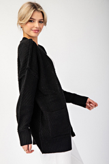 Black Knit Long Sleeve Cardigan