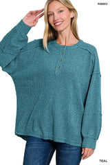 Exposed Seam Henley Sweater