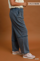 Curvy Terry Mineral Wash Wide Pants