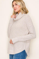 Slouchy Turtle Neck Tulip Hem Sweater