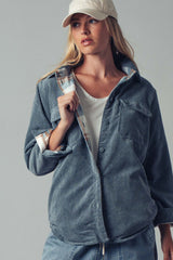 Reversible Corduroy and Plaid Flannel Shacket