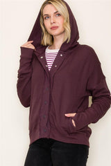 Dark Plum Button Down Long Sleeve With Pockets