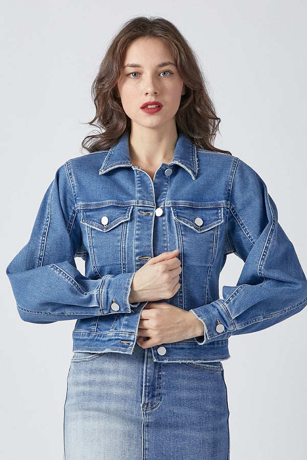 Denim Balloon Sleeve Jacket