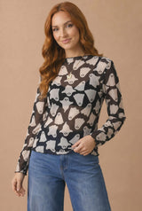 Halloween Ghost Merrow Hem Mesh Top