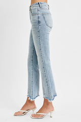 Curvy Fiona's High Rise Cropped Flare Jeans with Frayed Hem