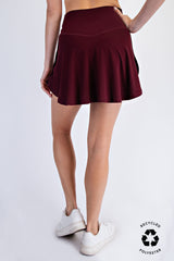Maroon High Waisted Skort