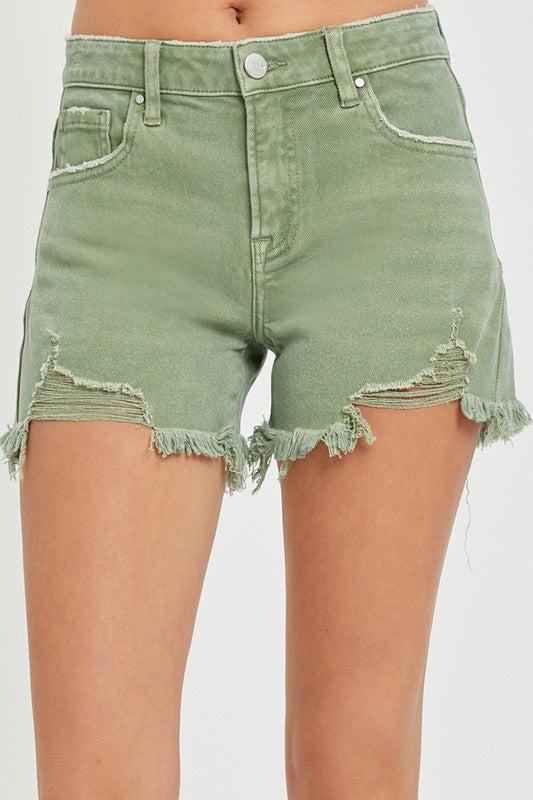 Gracie's Olive Mid Rise Shorts