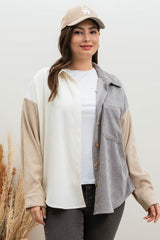 Curvy Contrast Corded Shacket