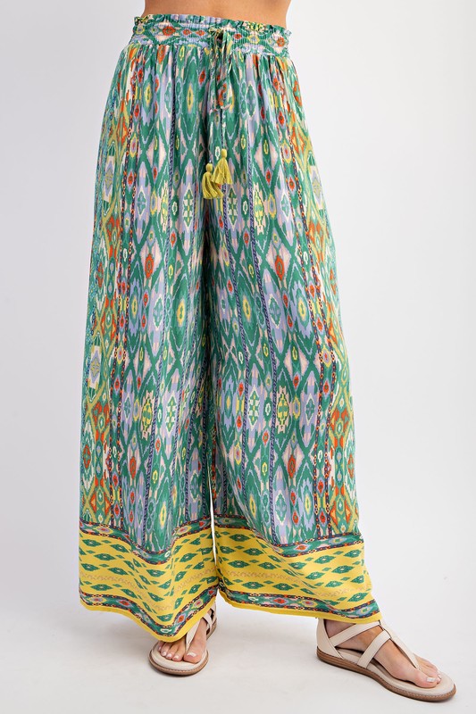Green Mix Patterned Pants