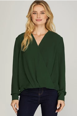Surplice Long Sleeve Dressy Top