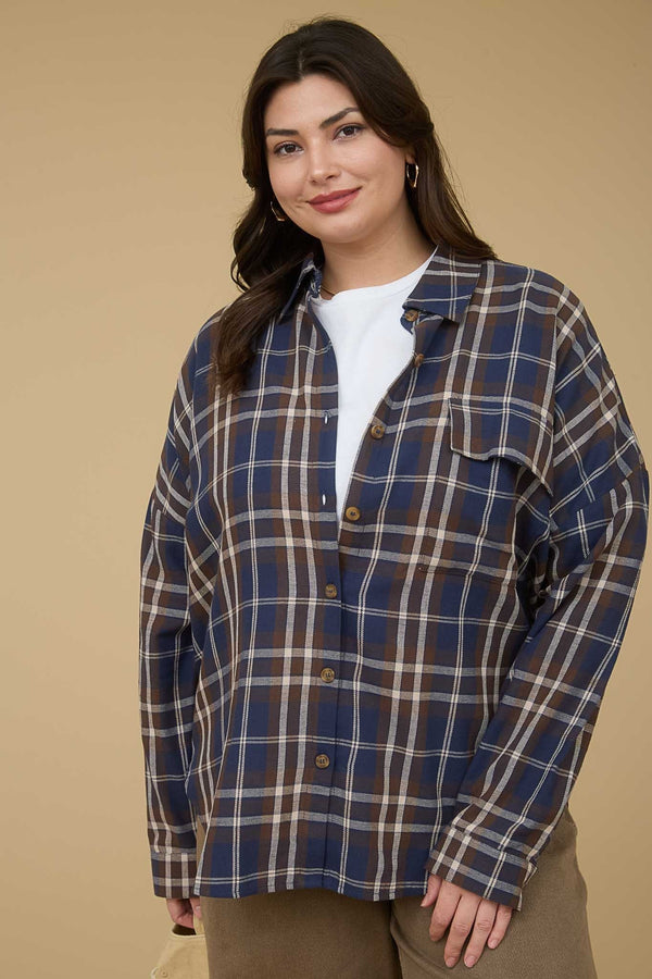 Curvy Navy Plaid Flannel