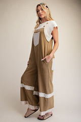 Olive Mineral Washed Terry Knit Overall