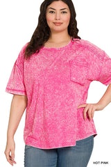 Curvy Acid Washed Relaxed Fit Top