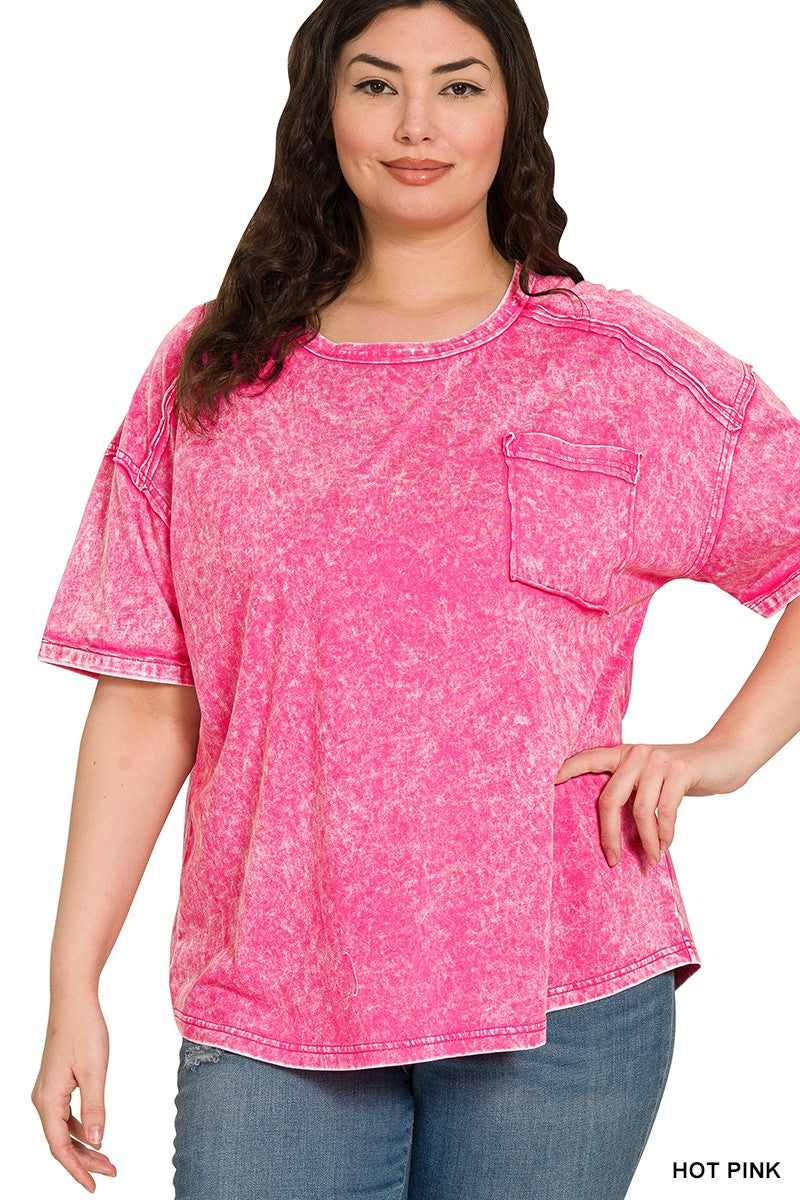 Curvy Acid Washed Relaxed Fit Top