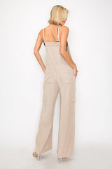 Latte Lightweight Cargo Jumpsuit