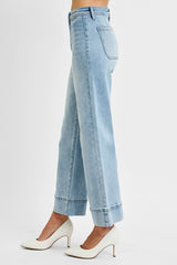 April's Light Wash High Rise Wide Leg Crop Jeans