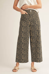 High Waist Wide Leg Leopard Pants