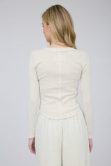 Ribbed Henley Long Sleeve Shirt
