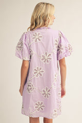 Lavender 3D Floral Applique Dress