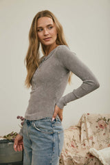 Ribbed Long Sleeve Henley