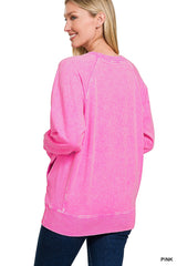 Snow Washed French Terry Pullover With Pockets