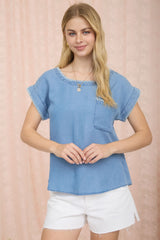 Chambray Edge Detail Short Sleeve