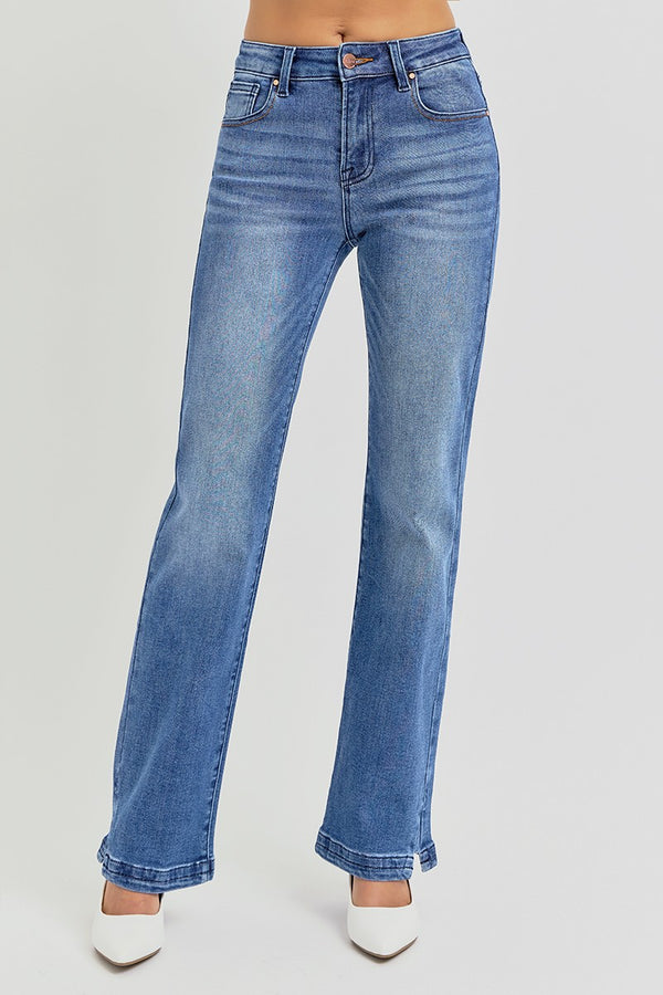 Curvy Marla's Mid Rise Mini Side Slit Jeans