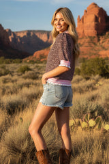 Pink Leopard Contrast Trim Top