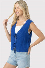 Blue Tied Front Sweater Vest