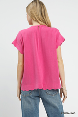 Scallop Hem Linen Top
