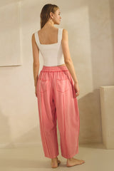 Curvy Coral French Terry Oversized Pants