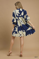 Navy Floral Tiered Babydoll Dress