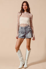 Bow Knot Pocket Denim Shorts