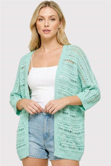 Mint Crochet Dolman Sleeve Sweater