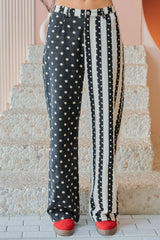 Mix Dot and Stripe Wide Leg Pants