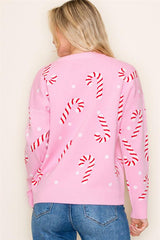 Candy Cane Long Sleeve Sweater