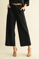 Black Scallop Edge Dress Pants