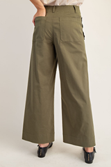 Olive Scalloped Front Pocket Pants