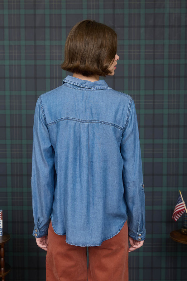 Chambray Button Down Top