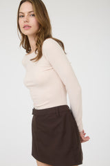 Boat Neck Long Sleeve Solid Knit Top