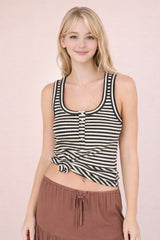 Striped Button Front Tank