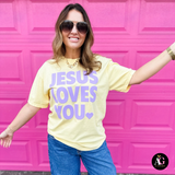 Yellow and Purple Jesus Loves You Tee