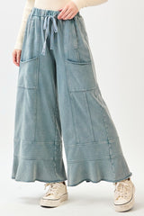 Misty Blue Knit Wide Leg Pant