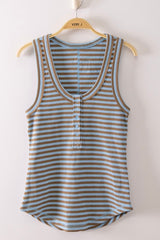 Striped Button Front Tank