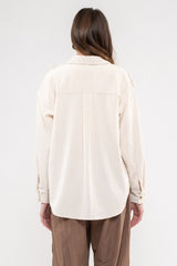 Tan Houndstooth Contrast Shacket
