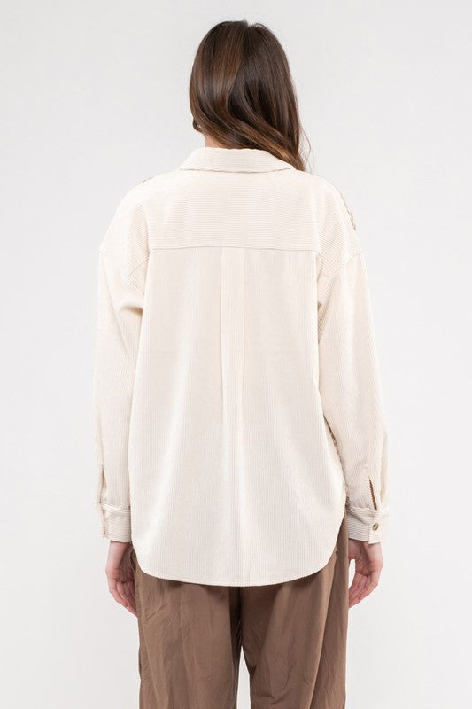 Tan Houndstooth Contrast Shacket