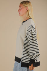 Oversized Striped Casual Striped Crewneck