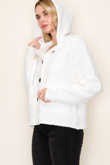 Ivory Hooded Big Button Cardigan